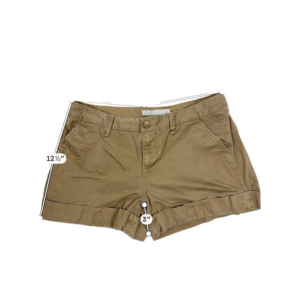 Old Navy Y2K Khaki Shorts Cuffed Low-Rise Chino 100% Cotton Sz 12 Summer 2008 - Picture 5 of 5